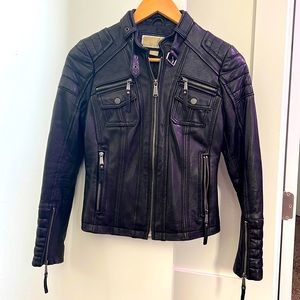Black Michael Kors real leather jacket size PXS